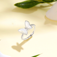 wholesale S925 Sterling Silver Ethereal White Shell Butterfly Open Adjustable Ring for Women, Minimalist and Unique Luxury Fashion Statement-Psylocke Blessing Ring/approx. 2.22g&gt;JZ016151