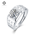 wholesale 925 Silver Adjustable Men's Ring with High-End Feel, Trendy and Luxurious Style Moissanite Wedding Gift Ring-0-1