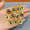 wholesale S925 silver gold-plated natural lapis lazuli accessories, gourd spacer beads bracelet DIY semi-finished products-0-22