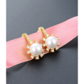 wholesale S925 Sterling Silver Pearl Earrings with Zircon and Shell Pearl, Creative Floral Ear Studs, Korean Style Fashion Elegant-0-3
