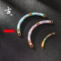 wholesale S925 gold-plated ancient enamel technique, fired blue semi-bangle curved tube accessories for handcrafted DIY braided bracelet jewelry parts-0-0