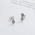 wholesale S925 silver antique Tibetan vajra Bodhi ritual instrument niche Buddhist-inspired design earrings ear studs-0-0