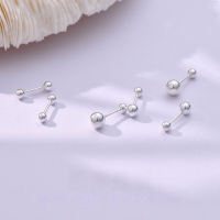 wholesale 925 Sterling Silver Geometric Bean Stud Earrings Minimalist Fashion Versatile Ear Bone Piercing Sleep-friendly Ear Care Ear Helix Piercing-2mm