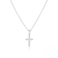 wholesale S925 Sterling Silver Light Luxury Cross Pendant Necklace,-Platinum