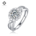 wholesale 925 Silver Fashionable and Unique Adjustable Ring for Women, Non-Tarnish, Light Luxury Advanced Moissanite Ring, Popular Online Hot Seller-0-1
