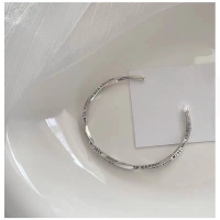 wholesale Metal Material: 925 Sterling Silver, Artistic Style, Design-Letter Silver Bracelet for Women, Minimalist Twist Bangle, Summer Ins Niche Light Luxury-xb924-white gold opening