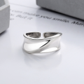 wholesale S925 Sterling Silver European and American Cross-Border Minimalist Wind-Patterned Irregular Textured Simple and Versatile Open Adjustable Ring-0-1
