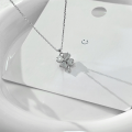 wholesale S925 Sterling Silver Light Luxury Micro-Inlaid Cat's Eye Lucky Four-Leaf Clover Necklace for Women, New Small and Fresh Forest-Style Design Pendant Necklace-0-2