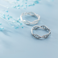 wholesale S925 Sterling Silver Nalan Life Intertwined DNA Helix Geometric Ring Twist Openable Jewelry J6207-0-1
