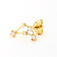 wholesale S925 Sterling Silver Irregular Zodiac Constellation Star Earrings With Zircons-Gold Single-Capricorn 925 Silver