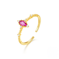 wholesale S925 Sterling Silver Geometric Zirconia Open Adjustable Ring, Korean Style Minimalist Luxury-Gold#3 Opening adjustable