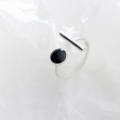 wholesale S925 silver ring women's straight bar 3D rectangular black round open J3818-0-2