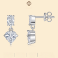 wholesale 925 Sterling Silver French-style Earrings Long Drop Advanced Sense Cross-border Hot Selling Moissanite Stud Earrings-0-0