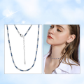 wholesale S925 Sterling Silver Cloud-Inspired Jewelry Blue and White Zircon Tennis Chain Fashionable Elegant Collarbone Necklace Direct from Manufacturer-0-3