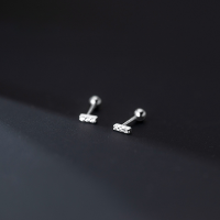 wholesale S925 Sterling Silver Korean-style Minimalist Personality Full Diamond Stud Earrings for Women, Small and Dainty Spiral Earrings for Students G9410-S925 Silver Earrings Silver 925 Silver