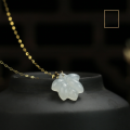 wholesale 18K gold with certificate, natural Hetian jade pendant wholesale, AU750 jade maple leaf white jade small pendant accessory-0-2