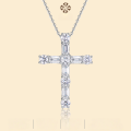 wholesale Metal Material: 925 Silver, Faith Pendant Necklace, Fashionable Silver Jewelry, Light Luxury High-End Feel, Moissanite Cross Choker Chain Wholesale-0-2