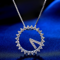 wholesale S925 silver Korean retro minimalist collarbone chain, ins design diamond-inlaid 520 clock pendant wholesale-0-2