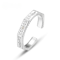 wholesale S925 sterling silver platinum-plated, new Korean-style minimalist geometric couple's ring with vintage pattern, open-adjustable-0-0