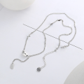 wholesale S925 Sterling Silver Acacia Bean Interlocking English Tassel Luck Necklace, Light Luxury Ins Fashion Versatile Collarbone Chain-0-3