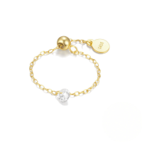 wholesale 925 Sterling Silver Adjustable Open Heart Butterfly Zircon Ring,ins。-Gold#3 Opening adjustable