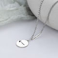 wholesale S925 Sterling Silver Retro Vintage Street Sport Style Hook Pattern Round Pendant with Side Chain Necklace-0-0