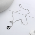 wholesale S925 Sterling Silver Antiqued Street Style B Letter Tassel Pendant Choker Necklace with Black Resin Face-0-1