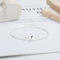 wholesale S925 Sterling Silver Korean Minimalist Style Cold-Toned Heart-Shaped Snake Chain Bracelet Versatile Design Trendy Accessory-0-0