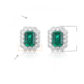 wholesale 925 Silver Yuntong Jewelry New Retro Emerald-Inlaid Small Octagon Fashionable and Elegant Slimming Women's Stud Earrings-0-5