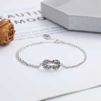 wholesale S925 Sterling Silver Inlaid with Iridescent Rainbow Zircon Bracelet, Ins Korean Style Luxury Design Women's Jewelry-258SM/approx. 3.5g 925 silver