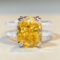 wholesale S925 Sterling Silver Cross-Border Yellow Diamond Ring, European and American Style High Carbon Diamond Zircon Ring, Fashionable and Luxurious Women's Jewelry-White Diamond-CBJZ264 8