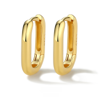 wholesale S925 Sterling Silver Ins Minimalist Geometric Smooth Oval Luxury High-end Ear Cuff Women's European and American Hoop Earrings-Silver>925 silver