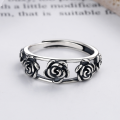 wholesale S925 Sterling Silver Vintage Classic Rose Flower Ring, Unique Fashion Hong Kong Style Niche Design, Elegant and Trendy Women's Ring-0-1