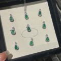 wholesale S925 Sterling Silver High-end Natural Weit Jadeite Emerald Green Gourd Necklace, Fu Lu Pendant, Elegant New Chinese Style Collarbone Chain-0-0