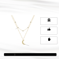 wholesale 925 Sterling Silver Jewelry, 14K Gold Plated Moon Pendant Double Layer Chain, Factory Direct Wholesale-0-0