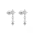 wholesale S925 Sterling Silver Star Moon Pearl Moonstone Zircon Inlaid Stud Earrings,-0-14