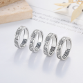 wholesale S925 Sterling Silver Vintage-Inspired "Peace and Joy" Meaningful Creative Design Adjustable Open Ring Versatile Band-0-1