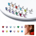 wholesale S925 Sterling Silver December Birthstone Earrings, Heart-shaped Zircon Cross-border Best Seller-0-0