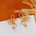 wholesale S925 Sterling Silver Red Elk Full Body Ins Bow Light Luxury Earrings, Exquisite Sweet Fashion Elegance Versatile for Commute-0-2