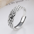wholesale S925 Sterling Silver Retro Vintage Woven Ring Holder with 3D Golden Cicada Pattern, Creative Adjustable Open Ring-0-0