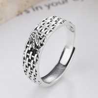 wholesale S925 Sterling Silver Retro Vintage Woven Ring Holder with 3D Golden Cicada Pattern, Creative Adjustable Open Ring-YFJ621/approx. 3.6g Adjustable opening