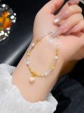 wholesale Gold-plated S925 Sterling Silver Small Fragmented Beads Bracelet, Minimalist Design, Elegant Bangle, Valentine's Day Gift for 520-0-13