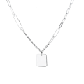 wholesale S925 Sterling Silver Trendy Hip-Hop Style Side Chain Stitched English Phrase Small Square Pendant Necklace-0-4