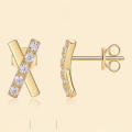 wholesale 925 Silver Plated Gold Small Batch Design Moissanite Stud Earrings Factory Custom OEM-0-1