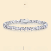 wholesale 925 Sterling Silver Figure-8 Clasp Fully Set Bracelet Light Luxury High-End Sense European and American Best-Seller Non-Fading Moissanite Jewelry-Eight-shaped buckle + Moissanite 4.0mm 16.5cm