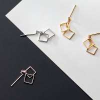 wholesale S925 Silver Earrings, Small Fresh Hollow Square Sweet Geometric Earrings, Elegant Ear Accessories G1488-S925 silver pair silver model>925 silver