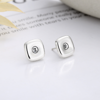 wholesale S925 Sterling Silver Internet-Famous Style Square Concave English Letter Ear Studs INS Street Snap Daily Commute Earrings-285RM/about 3.5g/pair 925 silver