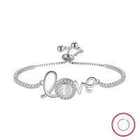 wholesale S925 Sterling Silver Jewelry Adjustable LOVE Bracelet with Natural Mother-of-Pearl Wholesale Direct from Manufacturer-Platinum, approx. weight: 6.29g 925 silver