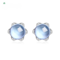 wholesale S925 sterling silver gold-plated new simple and fashionable small flower natural topaz earrings, women's niche earrings wholesale-0-0