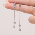wholesale S925 Sterling Silver Korean-style Women's Minimalist Design Long Drop Luminous Pearl Elegant Earrings Versatile Personality Wholesale Earrings-0-1